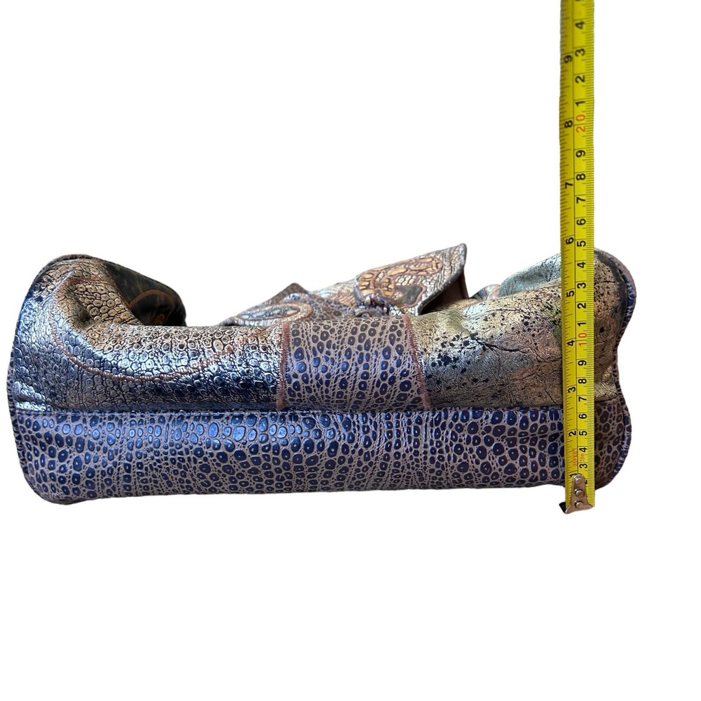 Metallic Blue Patterned Shoulder Bag - Picture 15 of 16